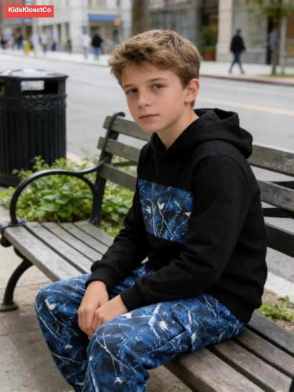 Boys Camo Hoodie & Cargo Pants Outfit Set 5-12Y Cotton Blend